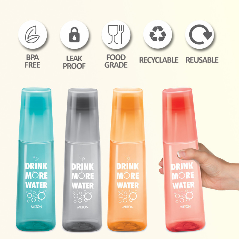 MILTON Kip - Sip 1000 Each 1000 ml Plastic Bottle(Pack of 4, Multicolor)