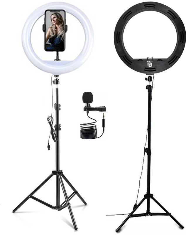 ADZOY PREMIUM Professional Ring Light 12" (30cm) 300 LED Power With 6.9ft Tripod and Collar Mic Ring Flash(White)