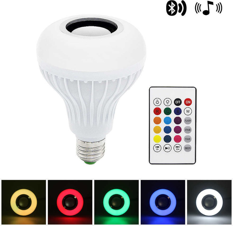 TECHEL Latest Led Bulb With Bluetooth Speaker Music Light Bulb B22 LED White + RGB Light Ball Bulb Bluetooth Bulb Light Bluetooth Control Smart Music Playing Audio Bluetooth Speaker With Remote Control MP3 player Color Changing Speaker Colorful Lamp With Remote Control For Home, Bedroom, Living Room