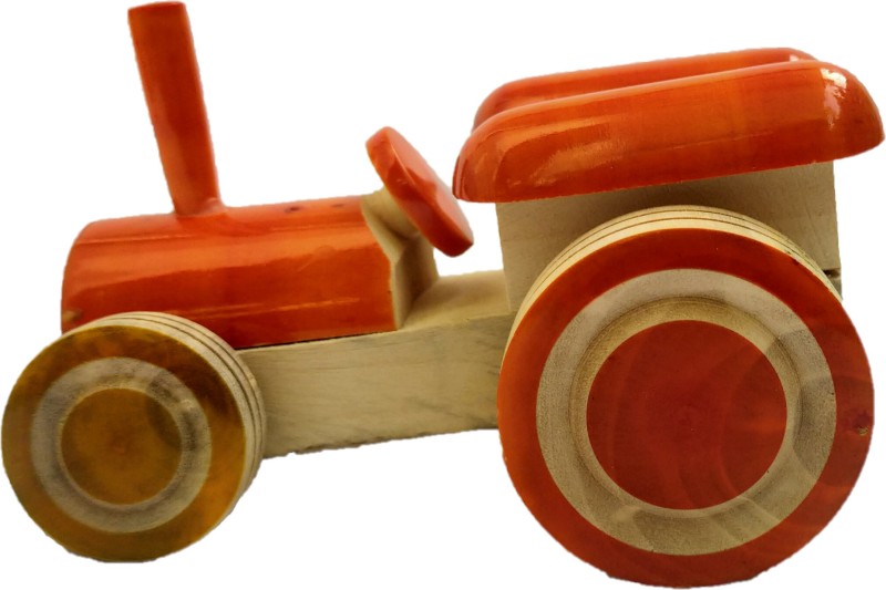 iOrganizo Handmade Wooden eco friendly farming Tractor Toy - Push & Pull Along Vehicle Toy for Kids(Orange, Beige, Pack of: 1)