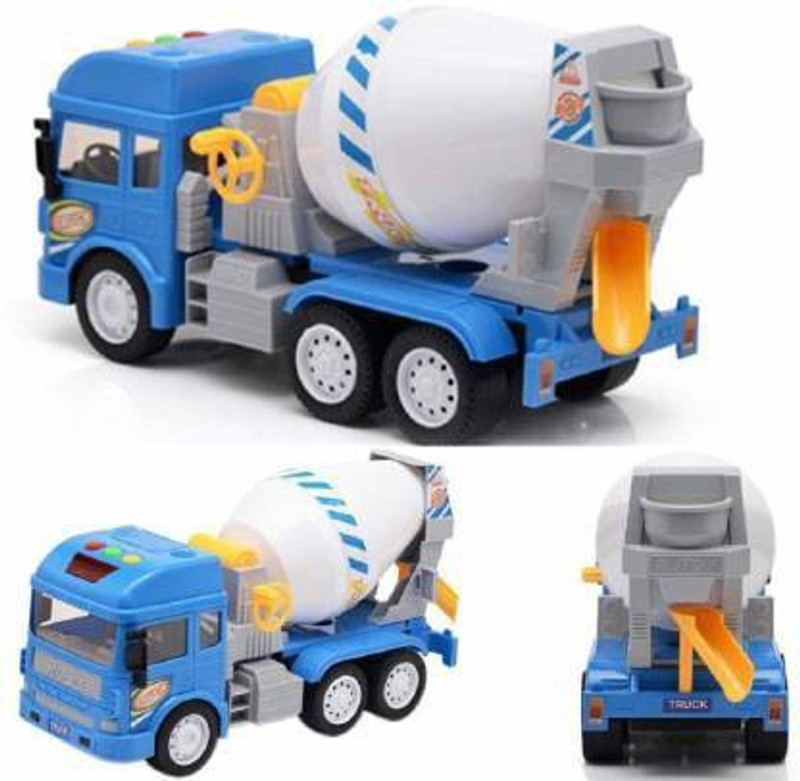 KTRS Musical Cement Concrete Mixer Toy Truck for Kids with Movable Mixer Drum and Colorful Light Effects & Sound (Cement Mixer)(Blue)