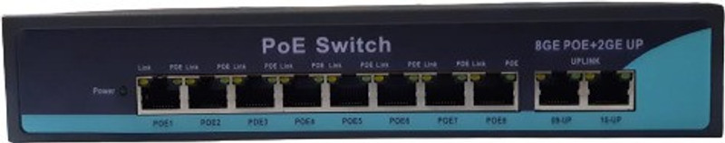 HANUTECH Poe Switch 8 Port Gigabit + 2Uplink Gigabit Ports With Original Realtek Chipset 8 Port Poe Switch Fully Gigabit for CCTV 9 Channel Nvr CCTV IP Camera Video Recorder 0 Ports 1000 Mbps Smart Network Switch(Black)