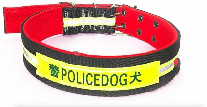 Rvpaws Durable Integrated Police Dog Neon Color Nylon Patch Padded Collar for Maxi and Large Dogs (20-26 Inch) Plain Dog & Cat Collar Charm(Multicolor, Solid)