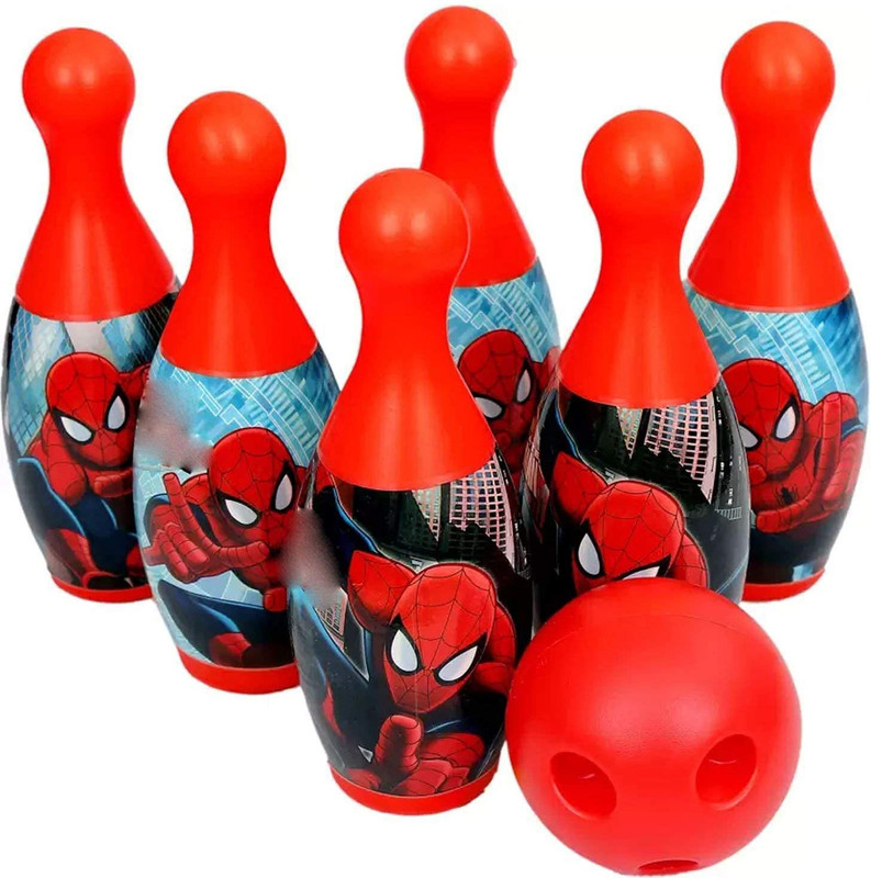 zokato piderman Bowling Game Set for Kids with 6 Pin 1 Ball Sport Toys Sports Bowling Set