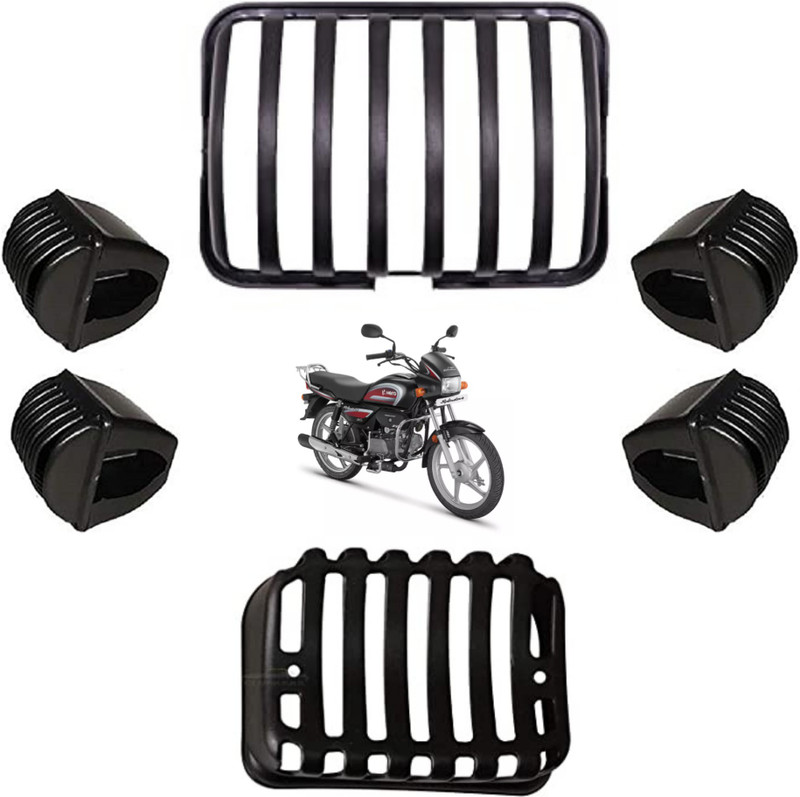 ProRider Splendor Headlight Tail Light Indicator Grill Cover Guard Protection Hero Splendor Pro Plus (Pack of 6) Bike Headlight Grill(Black)