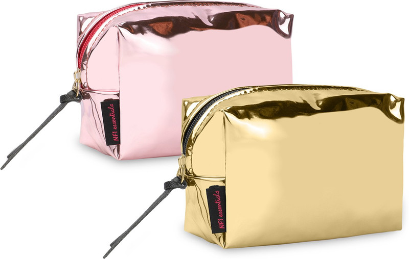 NFI essentials Metallica Glossy Makeup Pouch for Women Stylish Pouches for Makeup Accessories Storage Cosmetic Pouches Make up Bag for Girls Cosmetic Bag(Pack of 2)