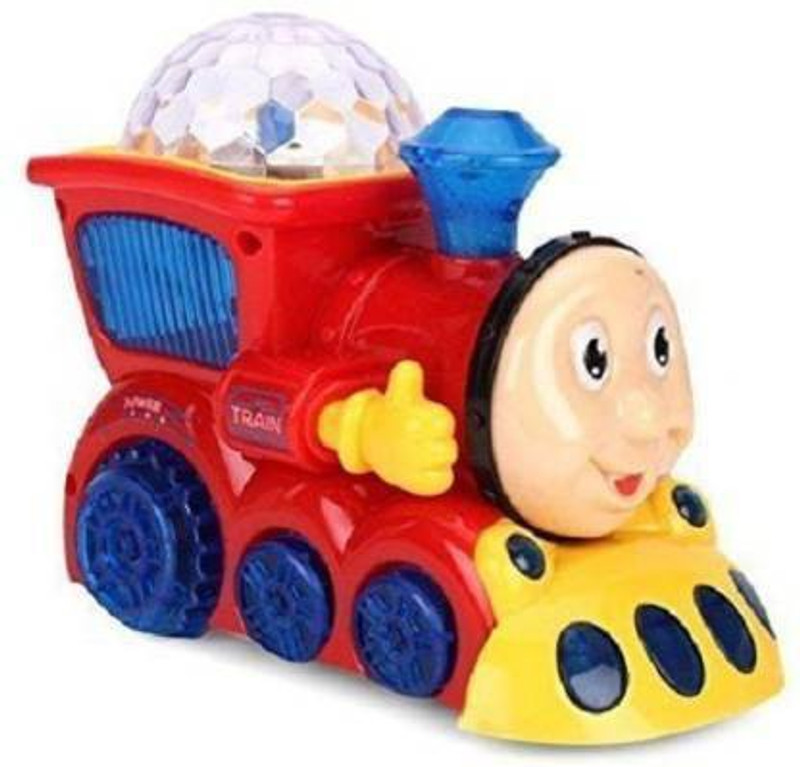 VRUX Bump and Go Musical Engine Train with 4D Light and Sound for Toy for Kids(Red)