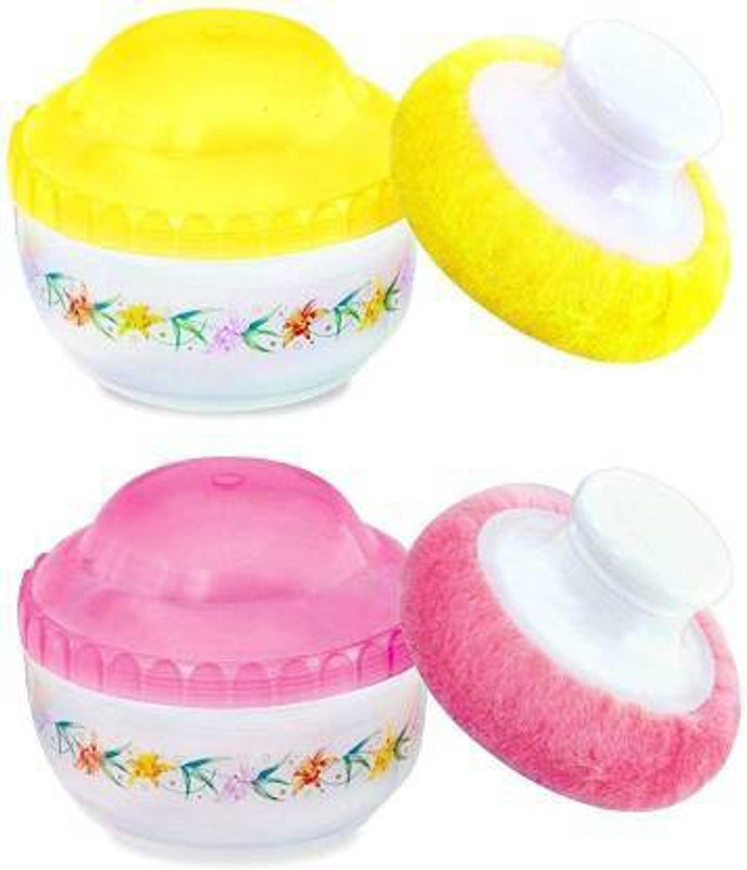 Happy Baby Baby Body Powder Puff Sponge Container For Babies And Kids Use For Cosmetic Powder Box(Multicolor)