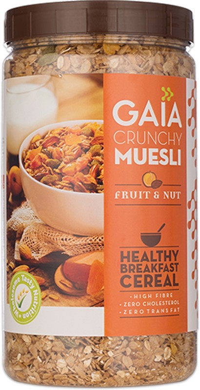 GAIA Crunchy Muesli Fruit and Nut 1 kg Jar Plastic Bottle