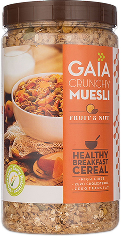 GAIA Crunchy Muesli Fruit and Nut 1 kg Jar Plastic Bottle