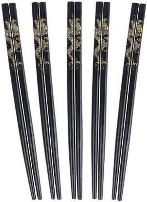 BSKING MART Eating Wooden Chinese Chopstick(Black Pack of 2)