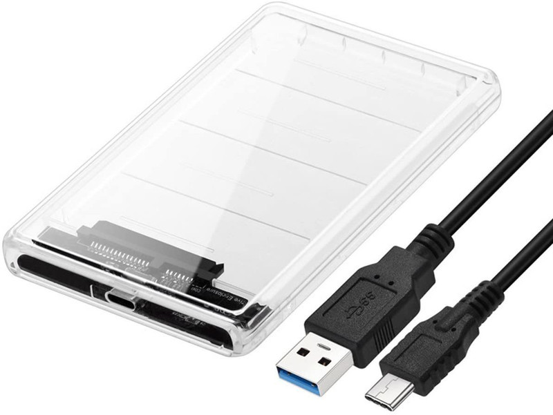 spincart SATA to USB 3.0 External Hard Drive Enclosure HDD/SSD, Transparent Hard Disk Box 2.5 inch Hard Drive Enclosure(For 2.5 Inch Sata Hard Drive, Transparent)