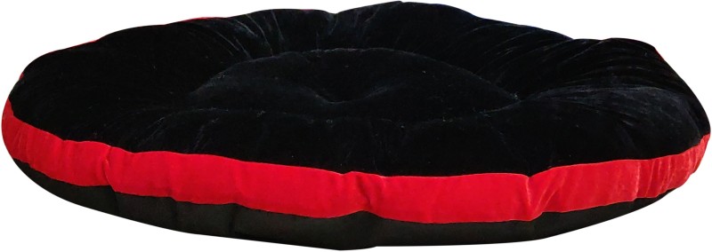 Hiputee Super Soft Velvet Round Black-Red Dog/Cat Bed/Cushion/Seat Small S Pet Bed(Black, Red)