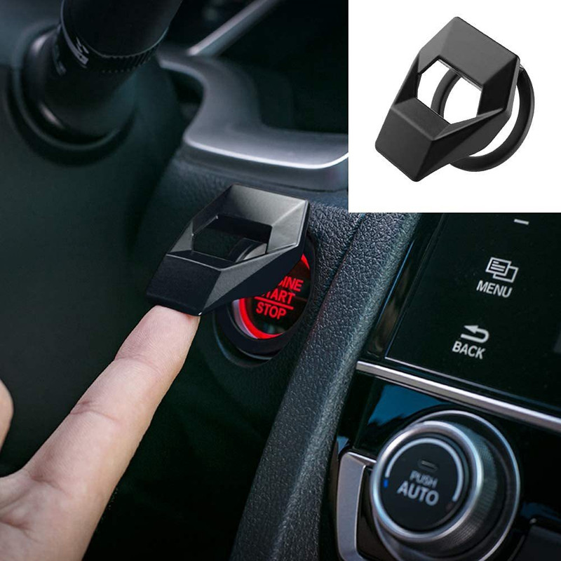 Allure Auto Black (Metal) Car Engine Start Stop Switch Lambo Style Button Cover Decorative Auto Accessories Push Button Sticky Cover Car Interior Car Inverter