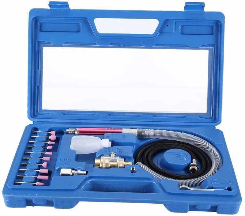 AASONS Die Grinder, 19Pcs Air Angle Die Grinder Pen Polishing Engraving Tool Pneumatic Grinding Machine 54000rpm Pneumatic Die Grinder 19Pcs Air Angle Die Grinder Pen Polishing Engraving Tool Pneumatic Grinding Machine 54000rpm Pneumatic Die Grinder Rotary Tool(6 mm)