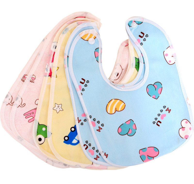 SuperHugs Very Soft, Cute and Absorbent Cotton Waterproof Bibs for your Baby (Pack of 6)(Multicolor)
