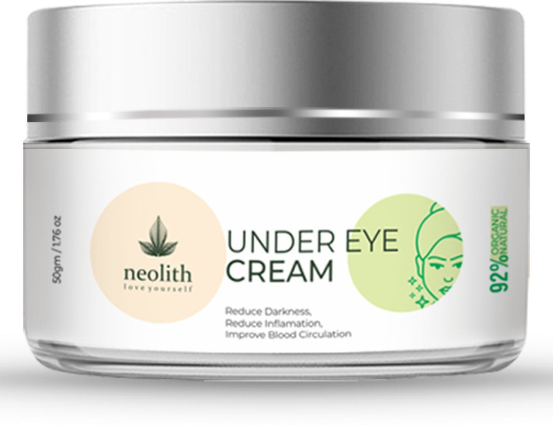 NEOLITH Under Eye Cream for Dark Circles, Puffy eyes, Wrinkles & Fine lines, with Aloe vera & Kokum Butter || 92% Organic || For men and women(50 g)