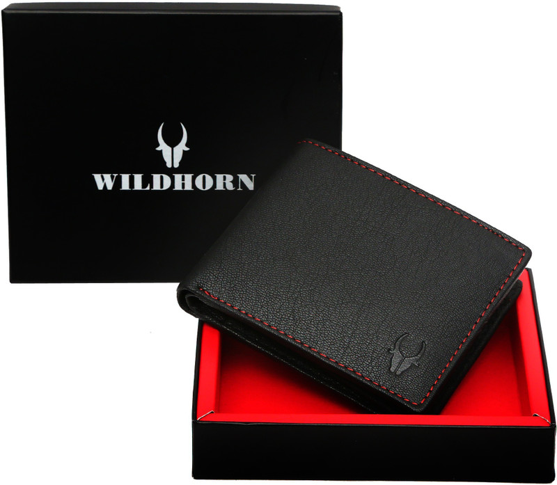 WILDHORN Men Black Genuine Leather Card Holder(8 Card Slots)
