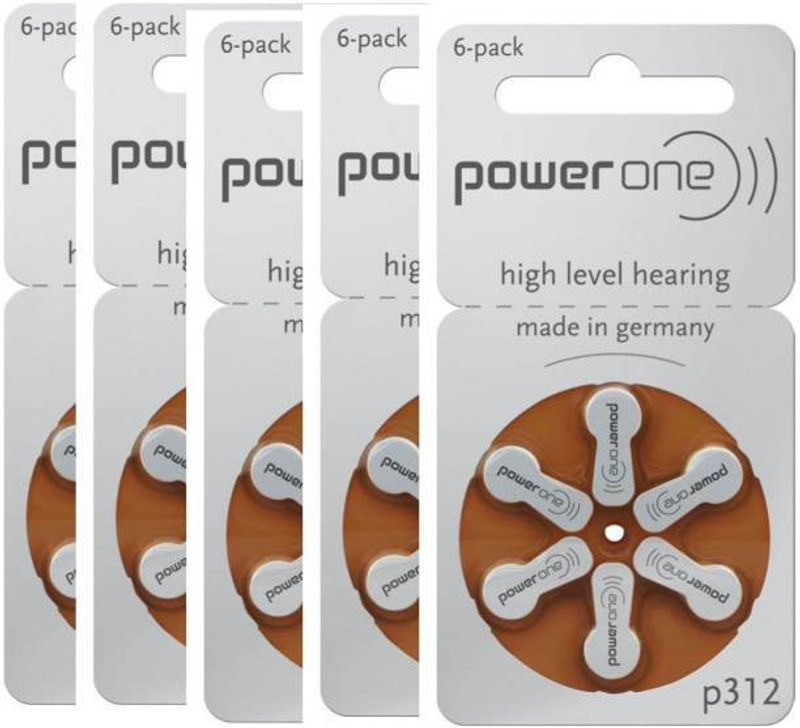 POWERONE P312 Hearing Aid Batteries 1.45V 5 patta (30 batteries) Button P312 Stethoscope Case(Silver)