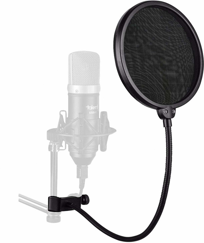 Music Mantra Professional Double Layer Mic Studio Pop Filter for Condenser Microphone Wind Screen/360 ° Flexible Gooseneck Holder, Protect Your Mics, Clears Voices Mic Pop Filter (Black) Mic Pop Filter(Black)