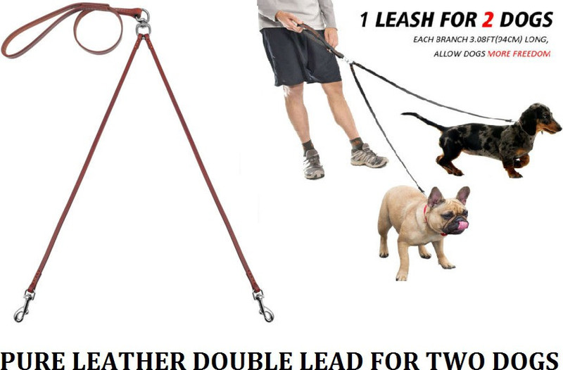 Hachiko Heavy Duty Double Leather Dog Leads For All Dogs 120 cm Dog Strap Leash(Brown)