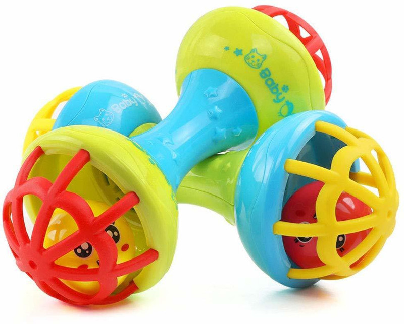 FunBlast Soft Rattles Teether Toys For Babies, Dumbbell Rattle Toy For Toddler -Pack Of 1 Rattle(Multicolor)