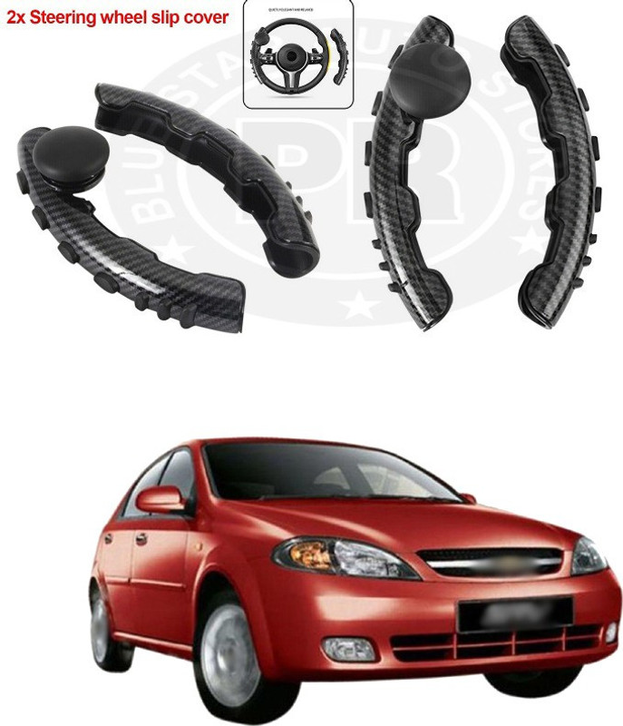PRTEK Hand Stiched Steering Cover For Chevrolet Optra SRV(Black, Grey, Tarpaulin, Plastic)