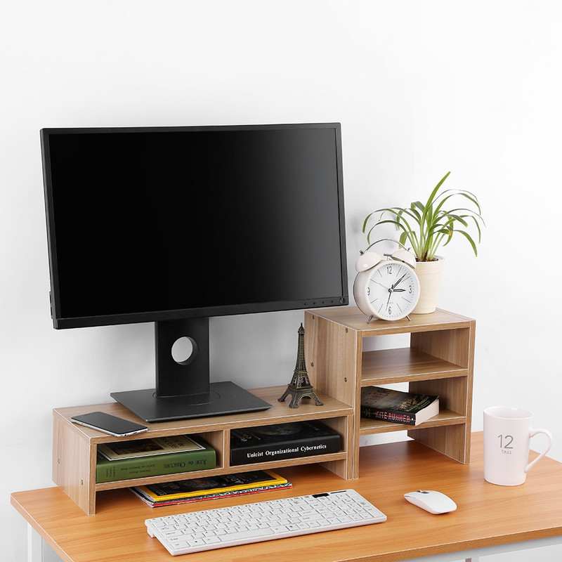 UniAart Uniaart Monitor Riser Stand for Desk Monitor Riser Stand for Desk & Table Wooden Desk Stand Laptop Stand Compatible with Universal Laptops(Beige)