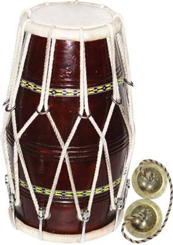 NSR Traders NSR.TRADERS Brown Half Set Nut bolts Dholak With Manjira Best Quality musical instrument 05 Nut & Bolts Dholak(Brown)