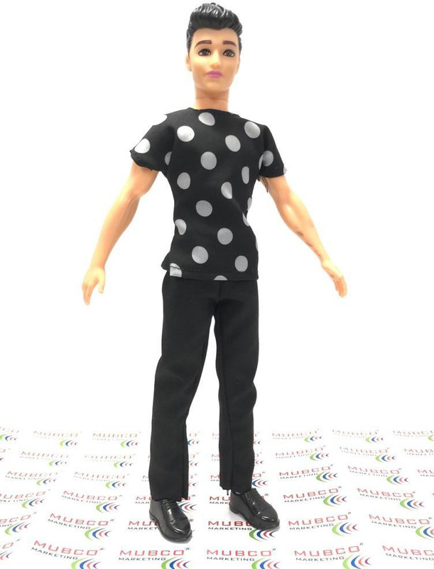 Mubco Ken Fashionista Doll Sunny Boy | Party Look New Version | Toy Kids Gift 30cm(Black)