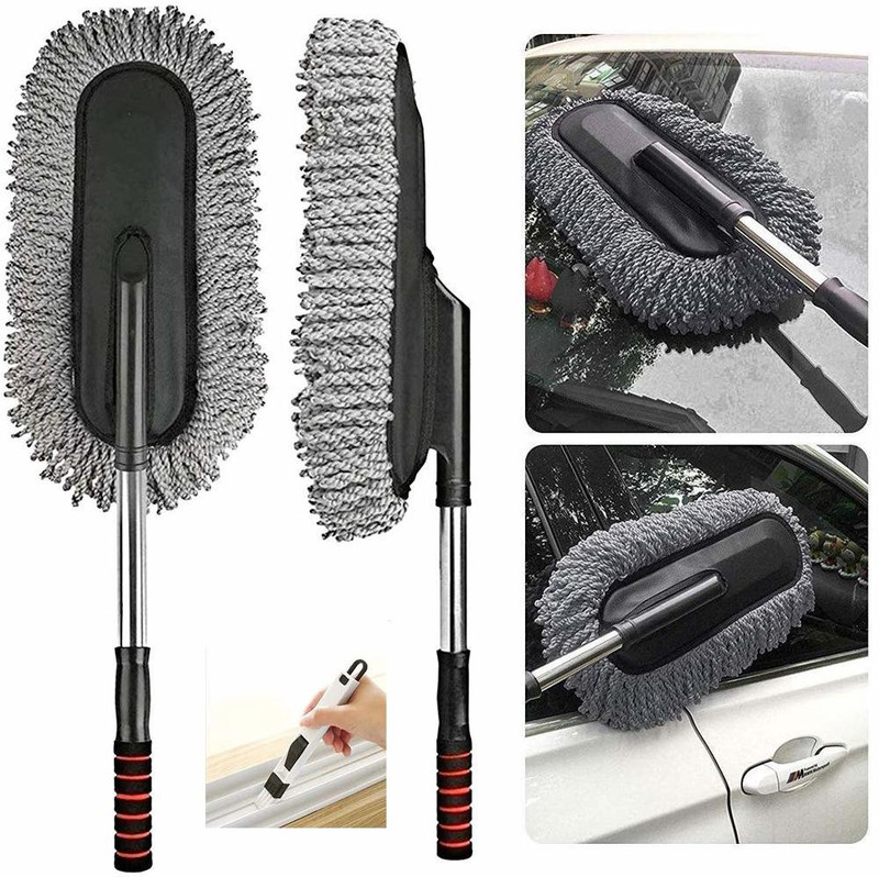 Bhagat Microfiber Flexible Duster Car Wash | Car Cleaning Accessories | Microfiber | Brushes | Dry/Wet Home, Kitchen, Office Cleaning Brush with Expandable Handle 0 Car Dash Switch Panel(0 V)