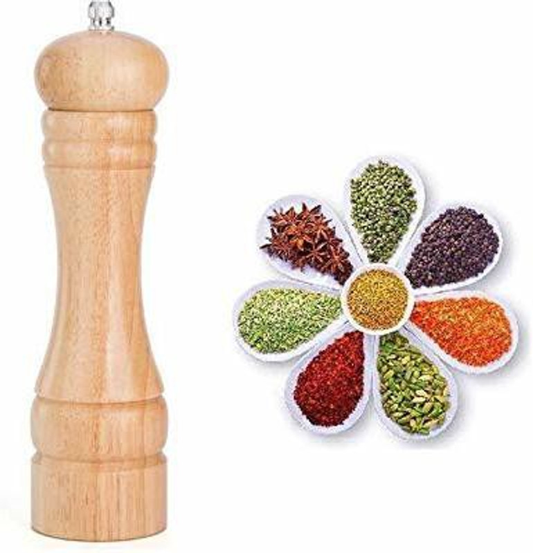 Scart Wooden Traditional Pepper Mill(Yellow, Pack of 1)