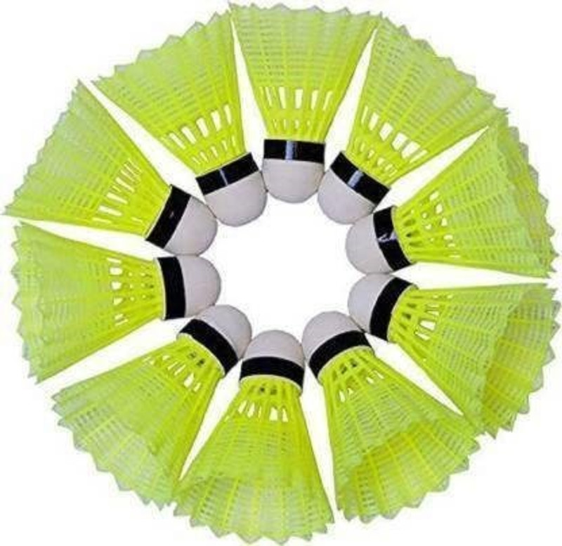 Jeet Nylon Shuttle Cock, Pack of 12 (Yellow) good quality Plastic Shuttle - Green(Medium, 77, Pack of 10)