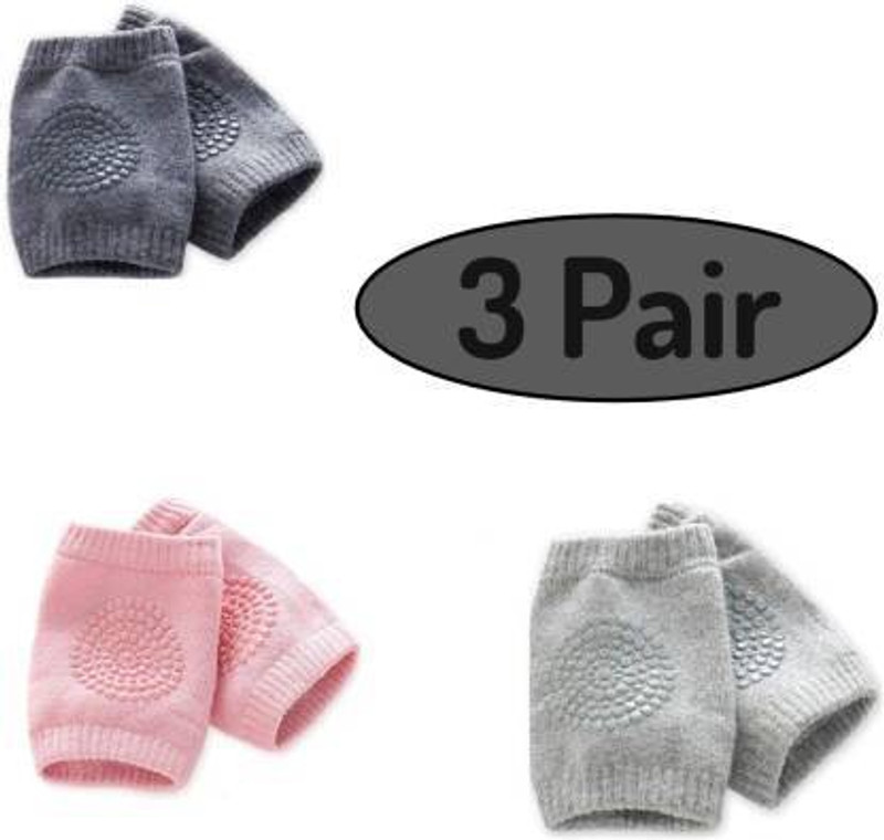 PVA Baby Knee Pads for Crawling, Elbow Safety Protector Set of 3 Pairs (Multicolor) Multicolor Baby Knee Pads(Solid, LACE FINISH)