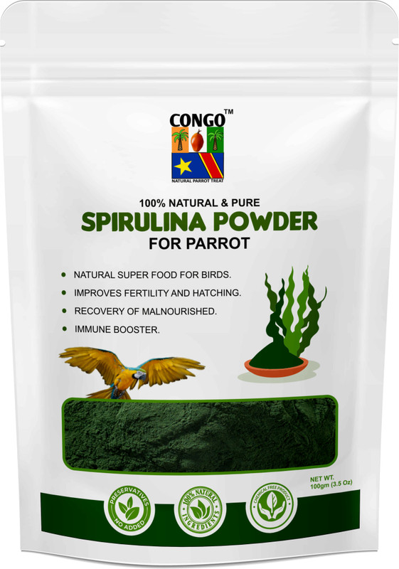 CONGO NATURAL PARROT TREAT Spirulina Powder to Provide Essential Proteins for Healthy 0.1 kg Dry Adult, Young Bird Food