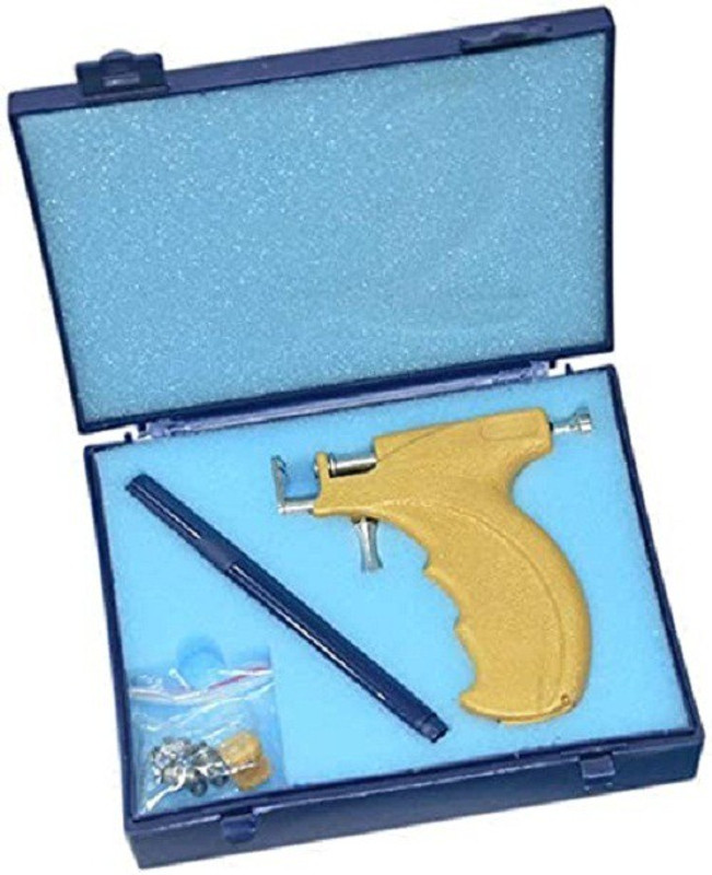 Aravli Stainless Steel Professional Saloon Beige Colour Piercing Gun Tool Kit with 2, 3, 4 & 5 mm Stud Holders Permanent Tattoo Kit