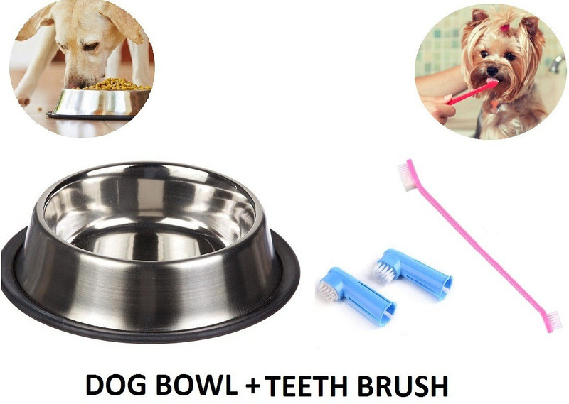 Hachiko Round Steel Pet Bowl(750 ml Silver)