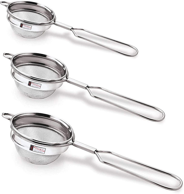 TIARA 3PC Max Round Single Net Tea Coffee Stainless Steel (304 Steel Food Grade) Tea Strainer(Pack of 3)