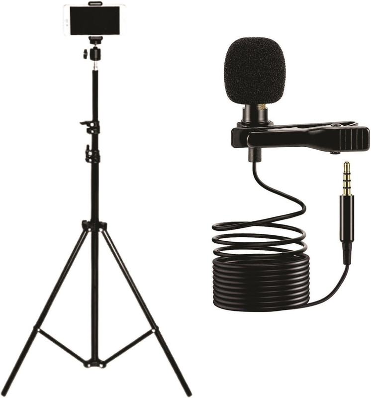 WON BRAND Online classes tripod with collar mic Tripod(Black, Supports Up to 25000 g)