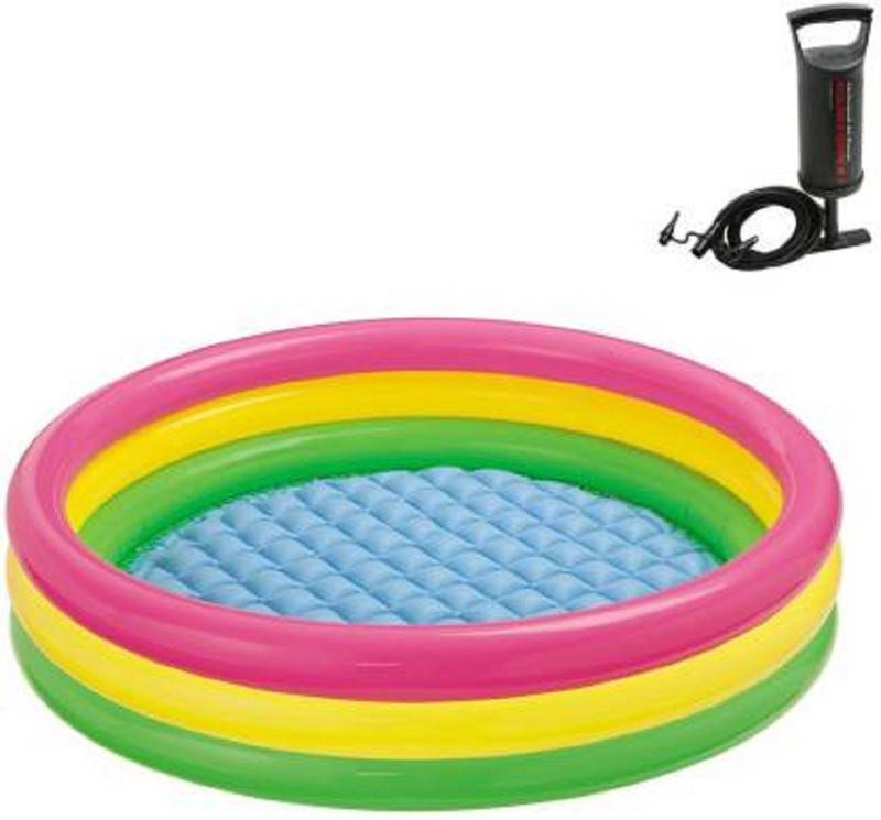 s yuvraj 5FT 3 RING SUNSET GLOW SWIM BATH TUB WITH PUMP FOR KIDS (Multicolor)(Multicolor)