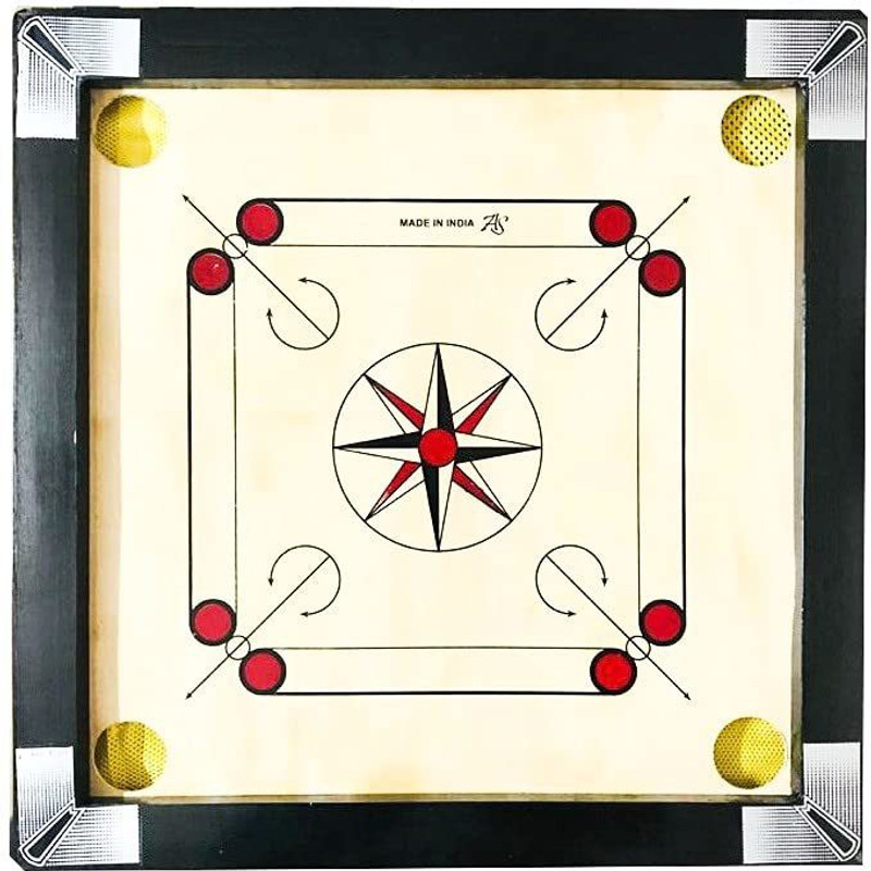 DTD Matte Finish Small Carrom Board With Wooden Coins Striker Powder (20x20inch) 50 cm Carrom Board(Black)