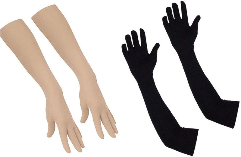 greyfab Women & Men Cotton Full Hand Gloves for Biking and Driving Dust, Pollution GLOVE Riding Gloves(BLACK & BEIGE)