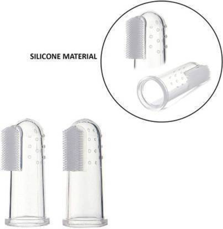 Lilz caress Silicone Finger Toothbrush , Baby Finger Tooth Brush (3 months to 3 years) Extra Soft Toothbrush | Tongue cleaner and Gum Massager ( Pack of 2) Ultra Soft Toothbrush(Pack of 2)