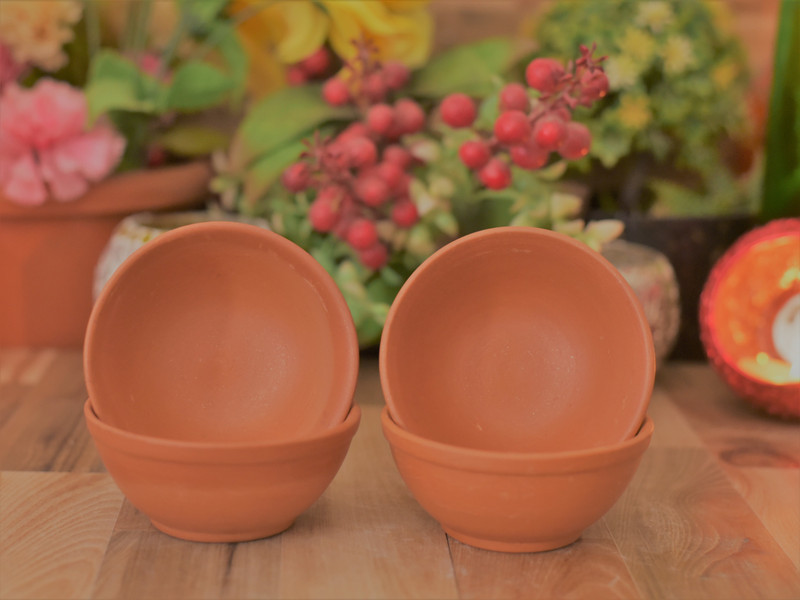 Newai Ceramic Serving Bowl(Pack of 4, Brown)