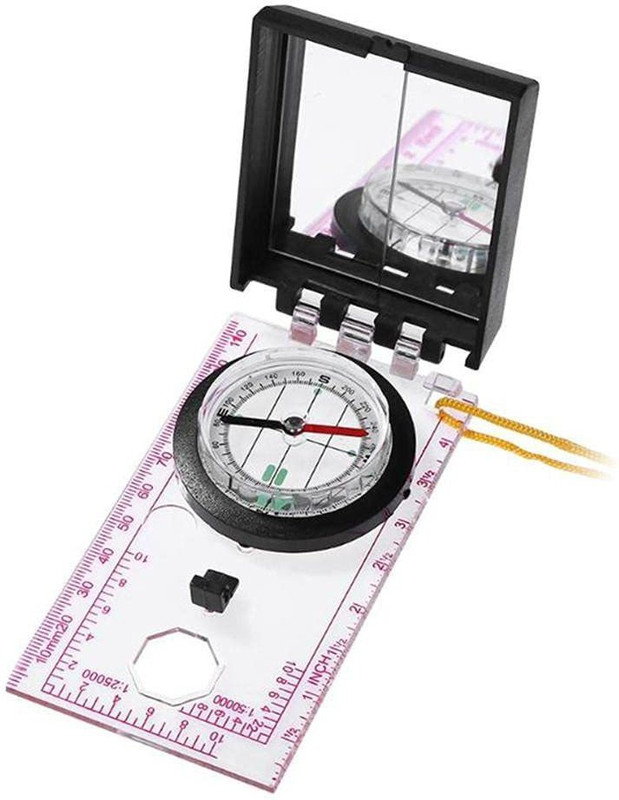 Artshai Liquid Filled Magnetic Compass map Reader with Ruler for Outdoor and surveys Compass(Multicolor)