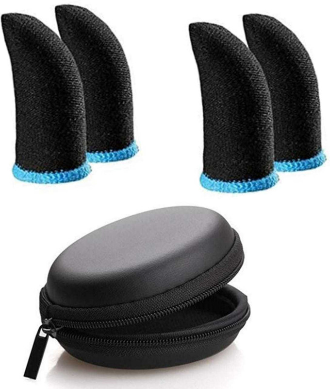 Crozier 3 Pair Gaming Touchscreen Finger Cap, Breathable Touch Screen Finger Sleeves with 1 Pouch Gaming Accessory Kit (Black, For Android)  Gaming Accessory Kit(Black, For Android, iOS)