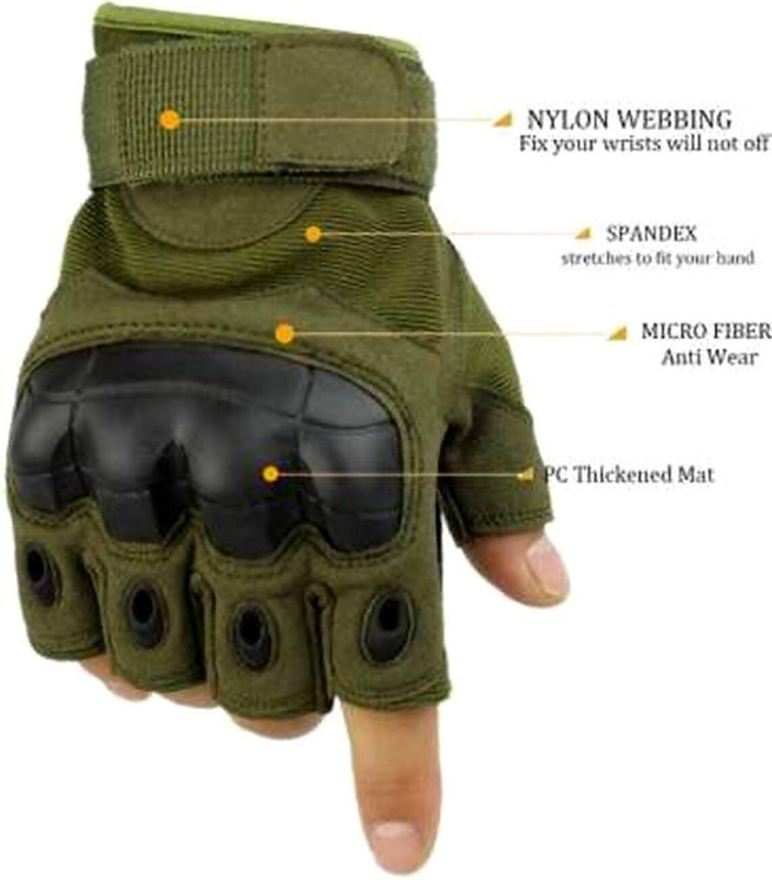 Adventure hut Tactical Military Hard Soft Knuckle Army Combat Riding Gloves (Army) Riding Gloves(Green)