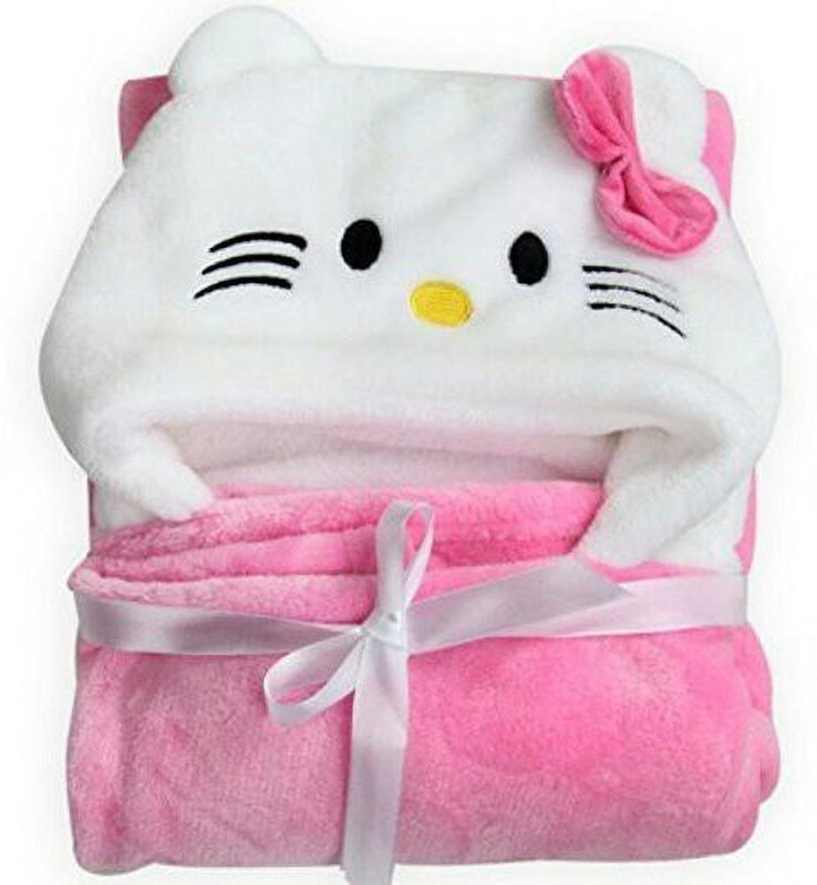 BRANDONN Embroidered Single AC Blanket for Mild Winter(Microfiber, baby pink)