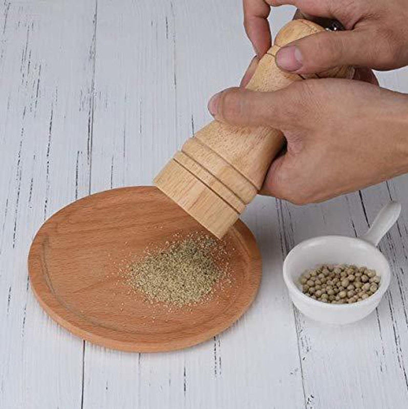 damurhu Wooden Salt and Pepper Grinder Mills (1 Pcs) Wooden Traditional Pepper Mill(Brown, Pack of 1)