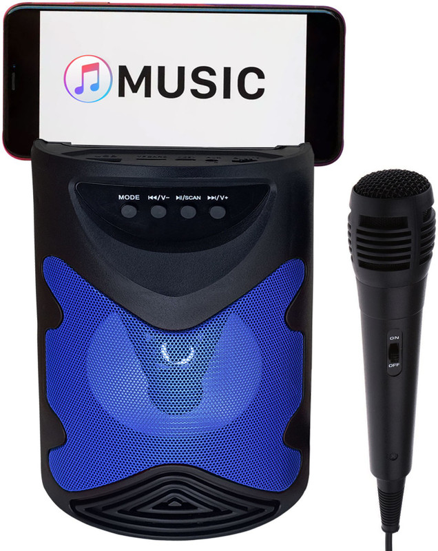 Techobucks New Multipurpose Bluetooth Speaker With Handheld Karaoke Singing Mic & Mobile Holding Space |Dustproof |Splashproof |Speaker |modern design, strong, durable Speaker 10 W Bluetooth Home Theatre(Blue, Stereo Channel) Techobucks New Multipurpose Bluetooth Speaker With Handheld Karaoke Singing Mic & Mobile Holding Space |Dustproof |Splashproof |Speaker |modern design, strong, durable Speaker 10 W Bluetooth Home Theatre(Blue, Stereo Channel)